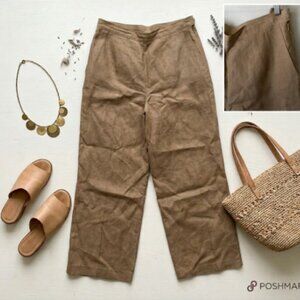 Talbots Petite 100% Irish Linen Capri Pants Tan Size Petite 6